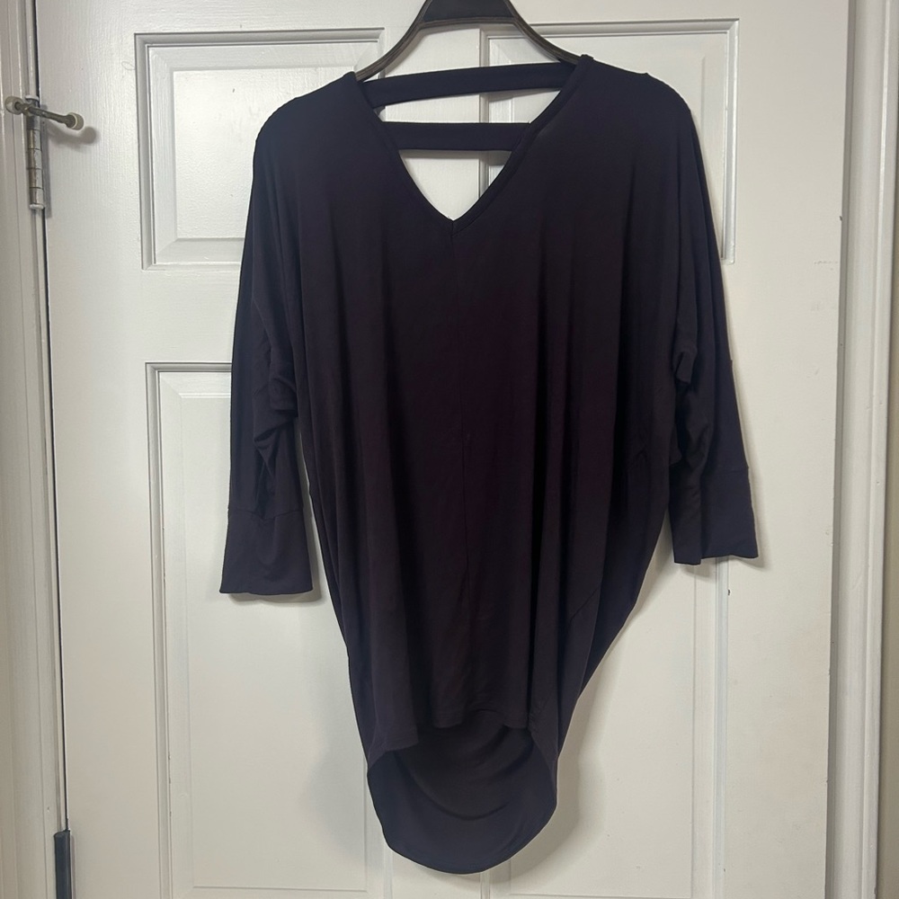 Market & Spruce Maroon V-Neck Dolman Tunic with Back Strap